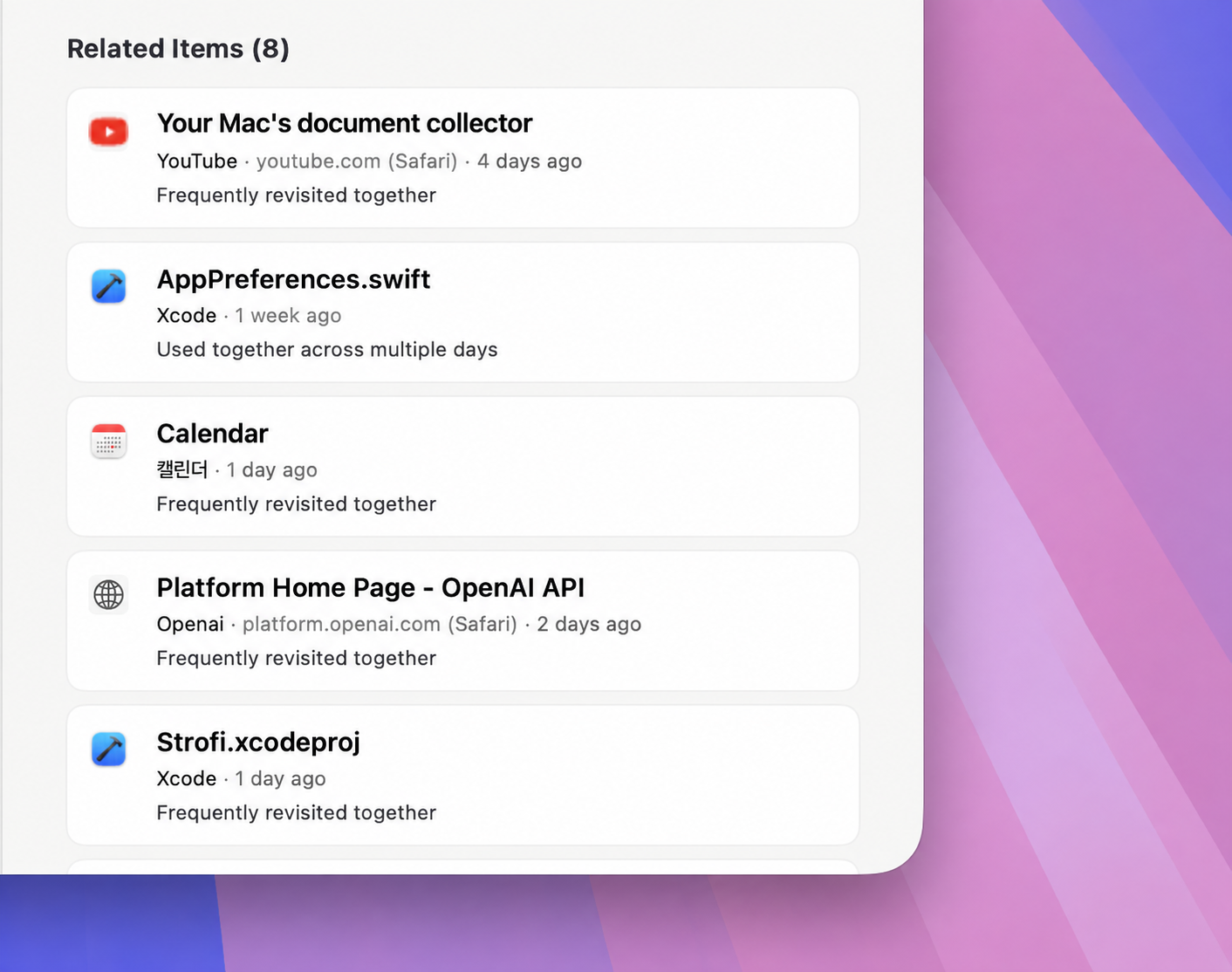 Strofi Related Items showing connected work across apps and websites